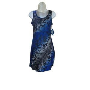 Columbia Blue and Black Floral Mini Dress